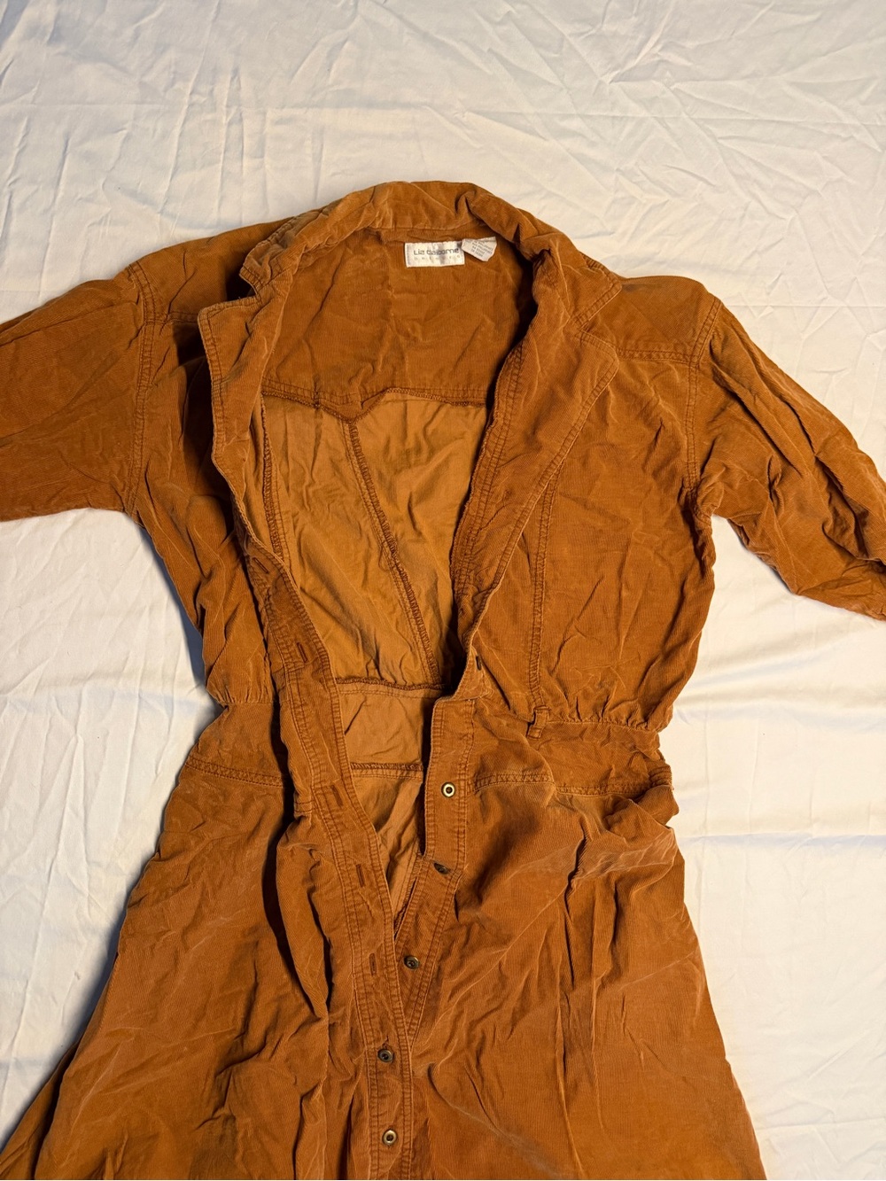 Vintage Liz Claiborne Women's Utility Corduroy Dress in Rust Brown